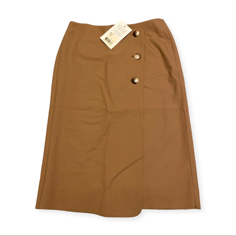 Brown Button-Accent Midi Skirt